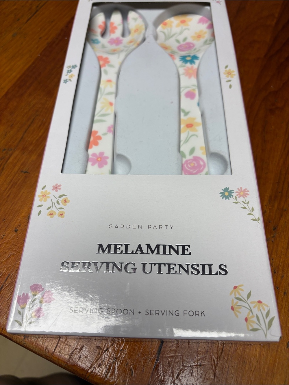 Melamine Serving Utensils - Floral White